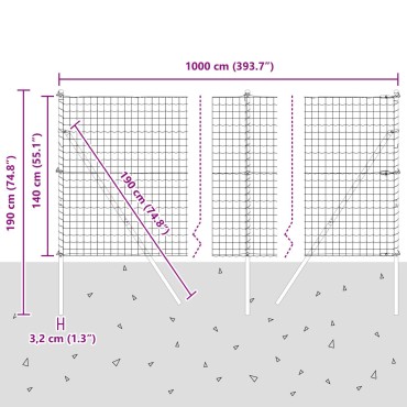 vidaXL Ευρωπαϊκή περίφραξη με 7 Στύλους 1.4x10 μ Γαλβανισμένος χάλυβας Πράσινος