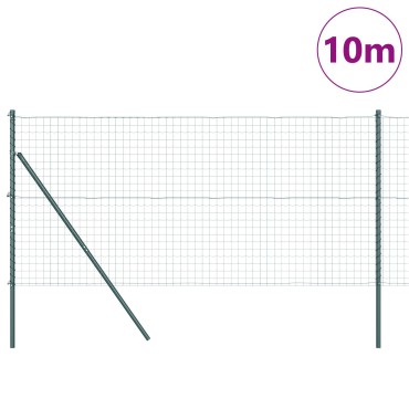 vidaXL Ευρωπαϊκή περίφραξη με 7 Στύλους 1.4x10 μ Γαλβανισμένος χάλυβας Πράσινος