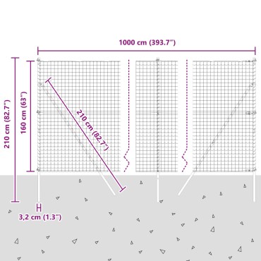 vidaXL Ευρωπαϊκή Στήριξη Φράχτη 10x1,6 m PVC-Επικαλυμμένο Ατσάλι