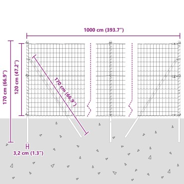 vidaXL Euro Fence με 7 Στήλες 1.2x10 μ Γαλβανισμένος Χάλυβας Πράσινος