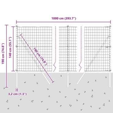 vidaXL Euro Fence με 7 πόλους 1.4x10 μ γαλβανισμένος χάλυβας πράσινος