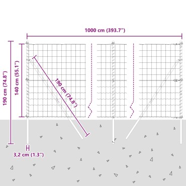 vidaXL Ευρωπαϊκή Στήριξη Φράχτη 10x1,4 μ PVC-Επικαλυμμένο Ατσάλι