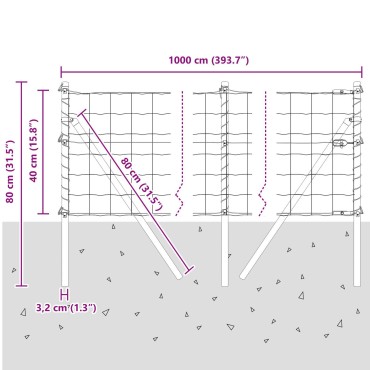 vidaXL Ευρωπαϊκή Στήριξη Φράχτη 10x0,4 m PVC-Επικαλυμμένο Ατσάλι