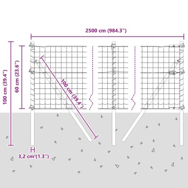vidaXL Ευρωπαϊκή Στήριξη Φράχτη 25x0,6 μ PVC-Επικαλυμμένο Ατσάλι