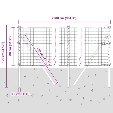 vidaXL Euro Fence με 13 Πόστα 0.8x25 μ Γαλβανισμένου Χάλυβα Πράσινο