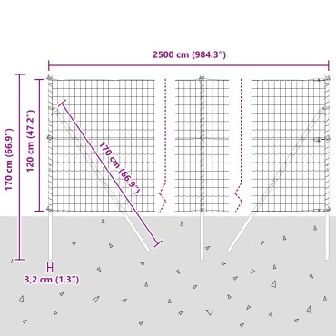 vidaXL Ευρωπαϊκή Στήριξη Φράχτη 25x1,2 μ PVC-Επικαλυμμένο Ατσάλι