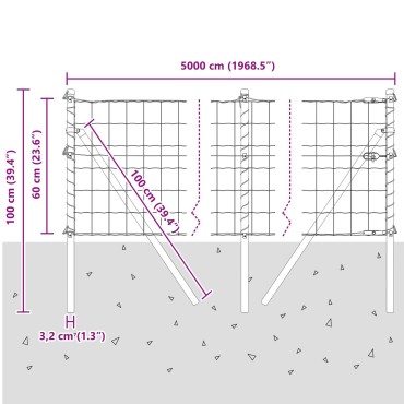 vidaXL Euro Fence με 13 Στυλίτσες 0.6x50 μ Γαλβανισμένος Χάλυβας Πράσινος
