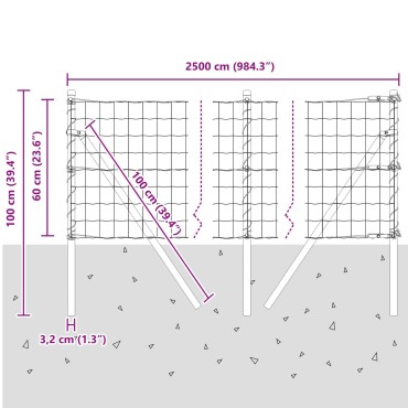 vidaXL Ευρωπαϊκή Στήριξη Φράχτη 25x0,6 μ PVC-Επικαλυμμένο Ατσάλι