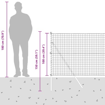 vidaXL Euro Fence με 7 Πόστα 1x10 μ Γαλβανισμένο Σίδερο Γκρι
