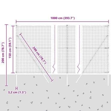 vidaXL Euro Fence με 7 Στηρίγματα 1.5x10 μ Γαλβανισμένος Χάλυβας Γκρι