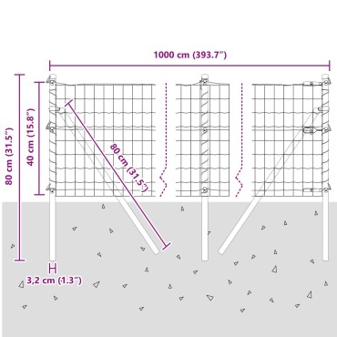 vidaXL Ευρωπαϊκή Περίφραξη με 7 Στηρίγματα 0.4x10 μ Γαλαβανισμένος Χάλυβας Γκρι