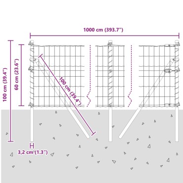 vidaXL Ευρωπαϊκή Στήριξη Φράχτη 10x0,6 μ PVC-Επικαλυμμένο Ατσάλι