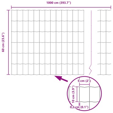 vidaXL Ευρωπαϊκή Στήριξη Φράχτη 10x0,6 μ PVC-Επικαλυμμένο Ατσάλι