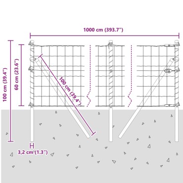 vidaXL Ευρωπαϊκή Στήριξη Φράχτη 10x0,6 μ PVC-Επικαλυμμένο Ατσάλι