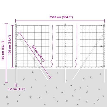 vidaXL Ευρωπαϊκή Στήριξη Φράχτη 25x1 m PVC-Επικαλυμμένο Ατσάλι Γκρι