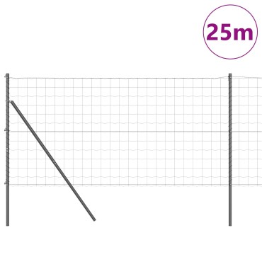 vidaXL Ευρωπαϊκή Στήριξη Φράχτη 25x1 m PVC-Επικαλυμμένο Ατσάλι Γκρι