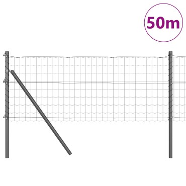 vidaXL Euro Fence με 13 Πόσους 0.4x50 m Γαλβανισμένος χάλυβας Γκρι