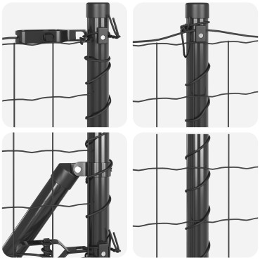 vidaXL Euro Fence με 13 Πόσους 0.4x50 m Γαλβανισμένος χάλυβας Γκρι