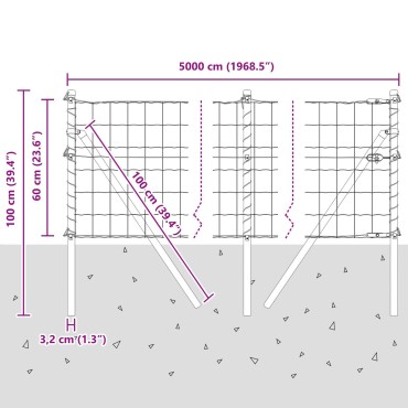 vidaXL Euro Fence με 13 Στήλες 0.6x50 μ Γαλβανισμένος Χάλυβας Γκρι