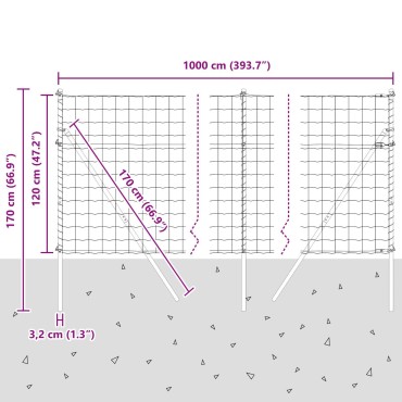 vidaXL Euro Fence με 7 Σημάνσεις 1.2x10 μ Γαλβανισμένο Ατσάλι Γκρι