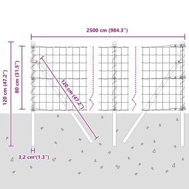 vidaXL Euro Fence με 13 Στύλους 0.8x25 μ Γαλβανισμένο Ατσάλι Γκρι