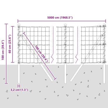 vidaXL Euro Fence με 13 Πόλους 0.6x50 μ Γαλβανισμένος Χάλυβας σε Γκρι