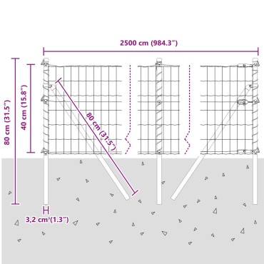 vidaXL Ευρωπαϊκός Φράχτης με 13 Στήλες 0.4x25 μ Γαλβανισμένος Χάλυβας