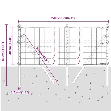 vidaXL Euro Fence με 13 Πόλους 0.4x25 μ Γαλβανισμένος Χάλυβας