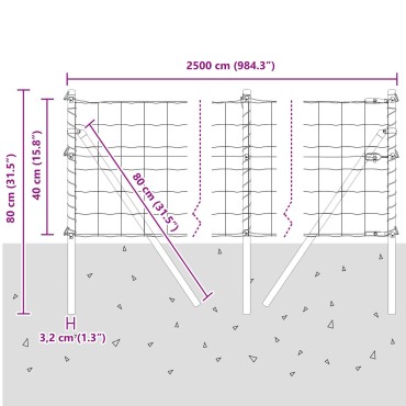 vidaXL Euro Fence με 13 στύλους 0.4x25 m Γαλβανισμένο Σίδηρο