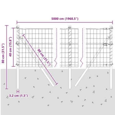 vidaXL Euro Fence με 13 Στήλες 0.4x50 μ Γαλβανισμένο Ατσάλι