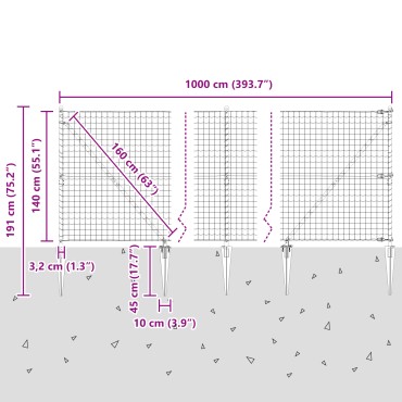 vidaXL Euro Fence με 7 Στυλιάρια 1.4x10 μ Γαλβανισμένος Χάλυβας Πράσινος