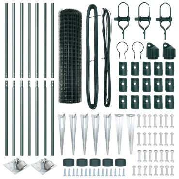 vidaXL Euro Fence με 7 Στυλιάρια 1.4x10 μ Γαλβανισμένος Χάλυβας Πράσινος