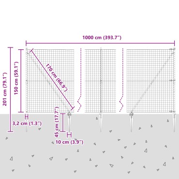 vidaXL Ευρωπαϊκός Φράκτης με Ακίδες 10x1,5 m PVC-Επικαλυμμένο Ατσάλι