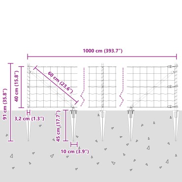 vidaXL Ευρωπαϊκός Φράκτης με Ακίδες 10x0,4 m PVC-Επικαλυμμένο Ατσάλι