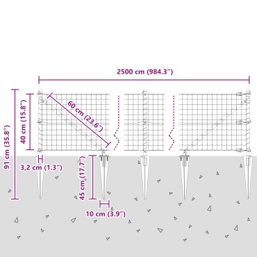 vidaXL Euro Fence με 13 Μεταλλικούς Στύλους 0.4x25 μ Γαλβανισμένος Σίδηρος Πράσινος