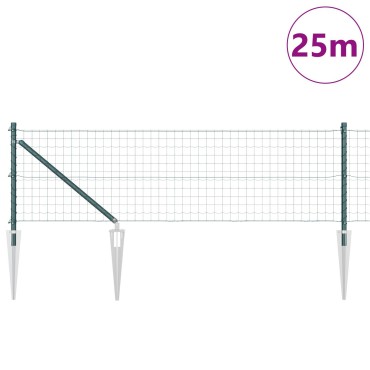 vidaXL Euro Fence με 13 Μεταλλικούς Στύλους 0.4x25 μ Γαλβανισμένος Σίδηρος Πράσινος