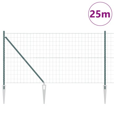 vidaXL Euro Fence με 13 Στεφάνια Σπαθίσου 1.2x25 μ. Γαλβανισμένο Ατσάλι Πράσινο