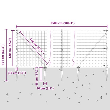 vidaXL Ευρωπαϊκός Φράκτης με Ακίδες 25x1,2 μ PVC-Επικαλυμμένο Ατσάλι