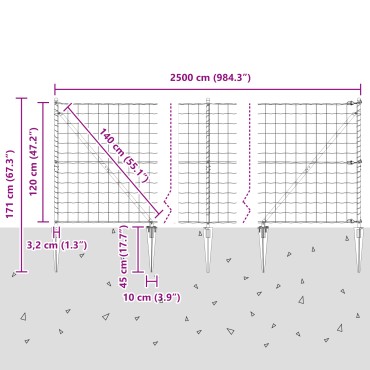 vidaXL Ευρωπαϊκός Φράκτης με Ακίδες 25x1,2 μ PVC-Επικαλυμμένο Ατσάλι