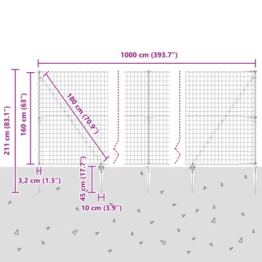 vidaXL Ευρωπαϊκός φράχτης με 7 σ Spike Posts 1.6x10 μ Γαλβανισμένο ατσάλι Πράσινο
