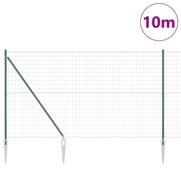 vidaXL Ευρωπαϊκός φράχτης με 7 σ Spike Posts 1.6x10 μ Γαλβανισμένο ατσάλι Πράσινο