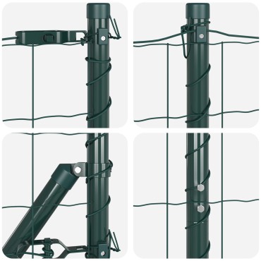 vidaXL Euro Fence Σετ των 2 Πράσινο Χάλυβας με επικάλυψη πούδρας