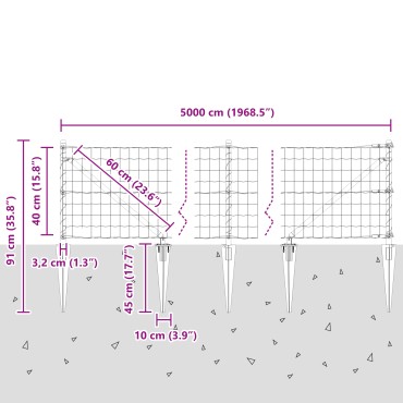 vidaXL Euro Fence με 13 Άγκιστρα 0.4x50 μ Γαλβανισμένο Ατσάλι Πράσινο