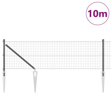 vidaXL Euro Fence με 7 σφήνες 0.4x10 μ Γαλβανισμένο Ατσάλι Γκρίζος