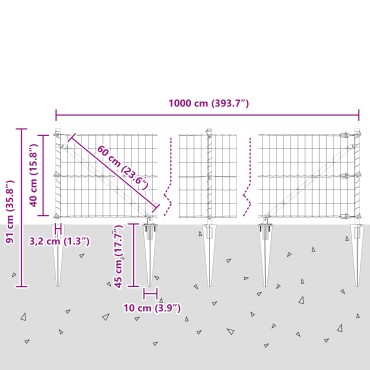 vidaXL Ευρωπαϊκή Περίφραξη με 7 Σφύρες 0.4x10 m Γαλβανισμένο Ατσάλι Γκρι