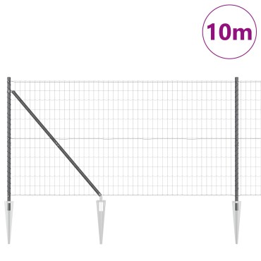 vidaXL Ευρωπαϊκός φράκτης με 7 καρφιά 1.2x10 μ γαλβανισμένος χάλυβας γκρι