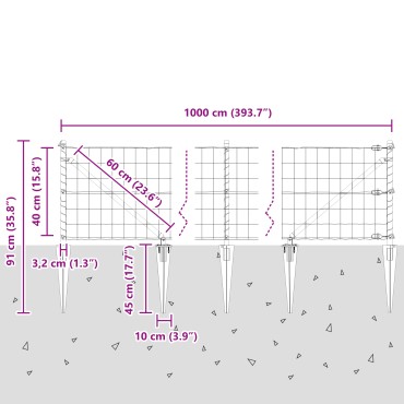 vidaXL Euro Fence με 7 αγκυρωμένες βίδες 0.4x10 μ Γαλβανισμένο Ατσάλι Γκρι