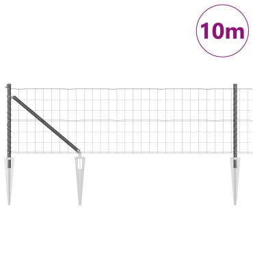 vidaXL Euro Fence με 7 αγκυρωμένες βίδες 0.4x10 μ Γαλβανισμένο Ατσάλι Γκρι