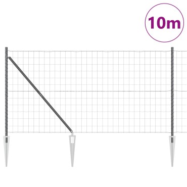 vidaXL Ευρωπαϊκή περίφραξη με 7 αγκύλες 1.4x10 μ Γαλβανισμένος χάλυβας γκρι