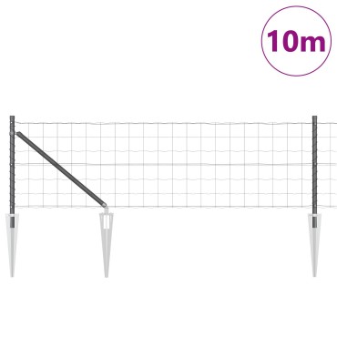 vidaXL Euro Fence Σετ των 2 Γκρι Γαλβανισμένος χάλυβας 10 μ μήκος